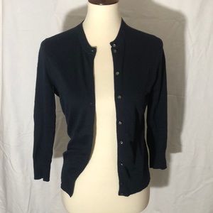 🌹J. Crew navy cardigan cotton blend 3/4 sleeveles